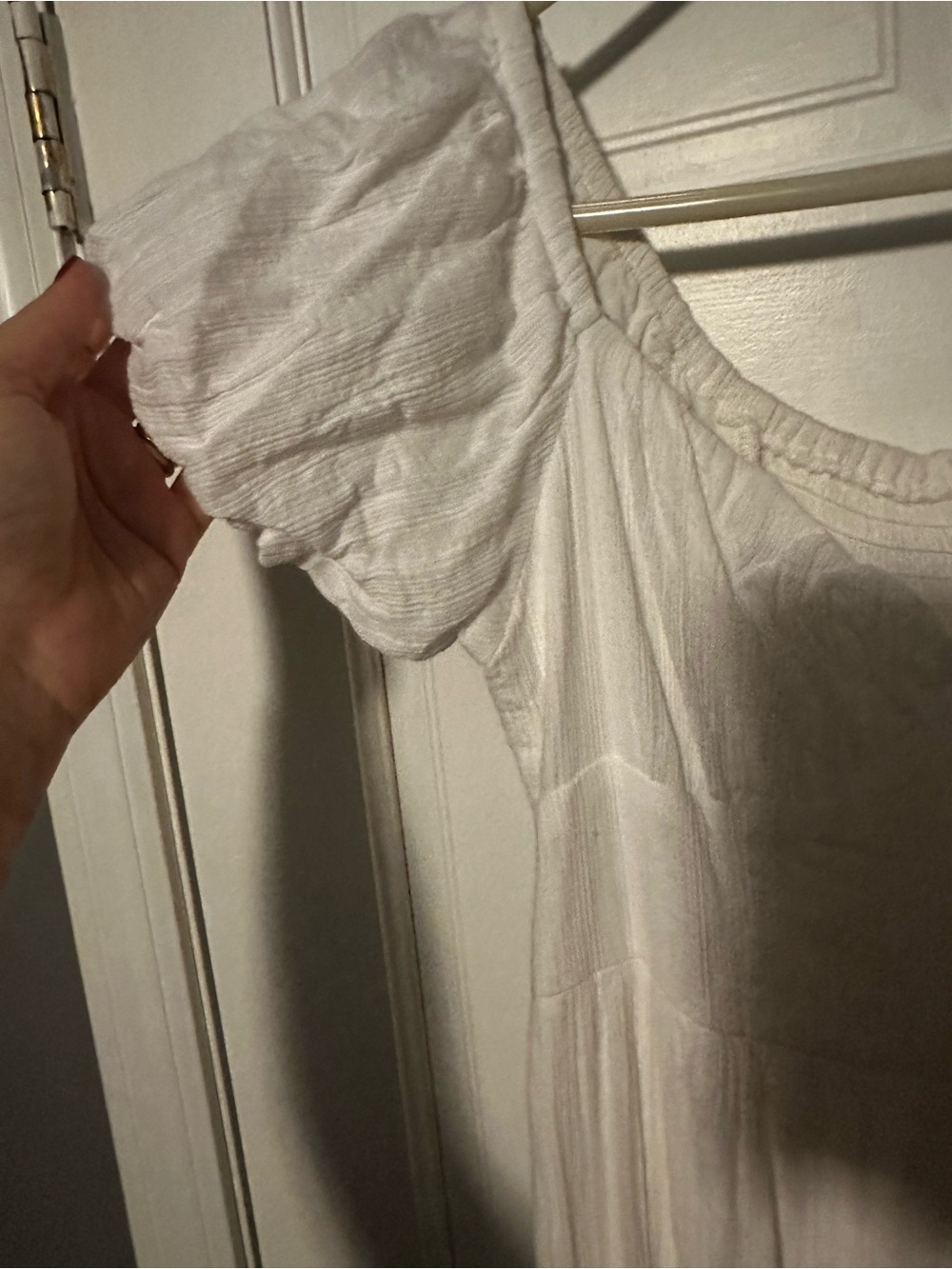 White Maxi Dress with Puff Sleeves - Picture 2 of 8